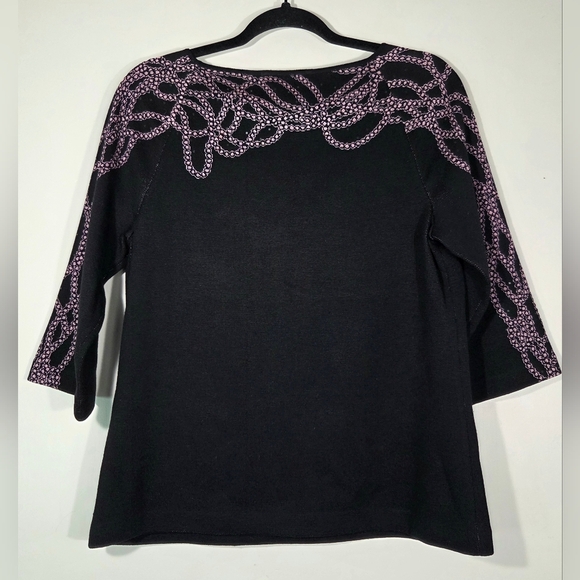 ST. JOHN COLLECTION WOOL BATEAU NECKLINE BLOUSE. - Picture 2 of 3